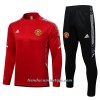 Sudadera De Entrenamiento Trajes Manchester United Champions League Cremallera De Cuarto 2022-23 Roja Blanca - Niño